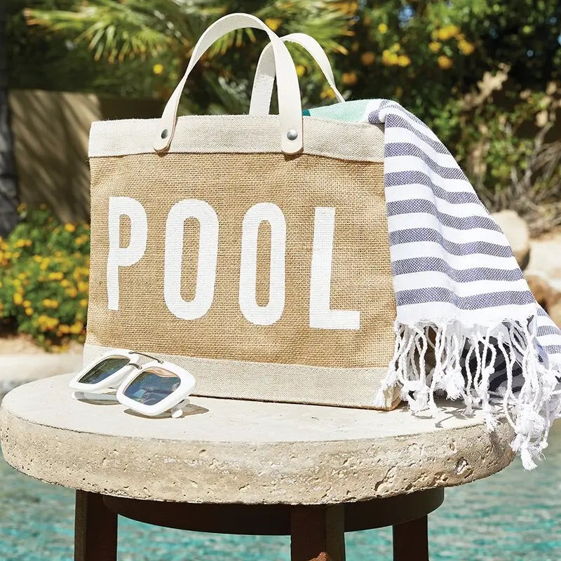 Pool Burlap Tote
