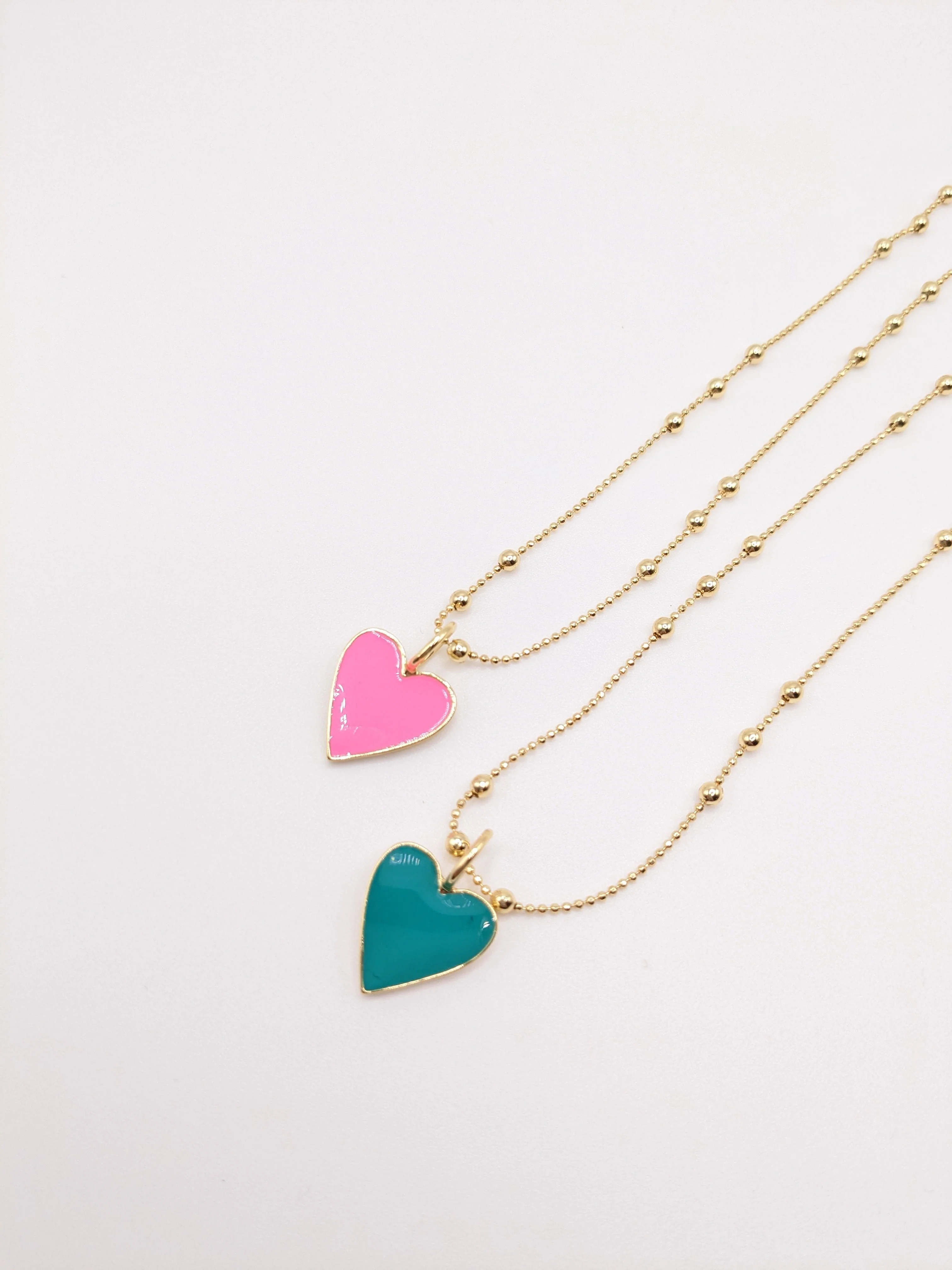 Your Heart + Mine Charm Necklace - Pink